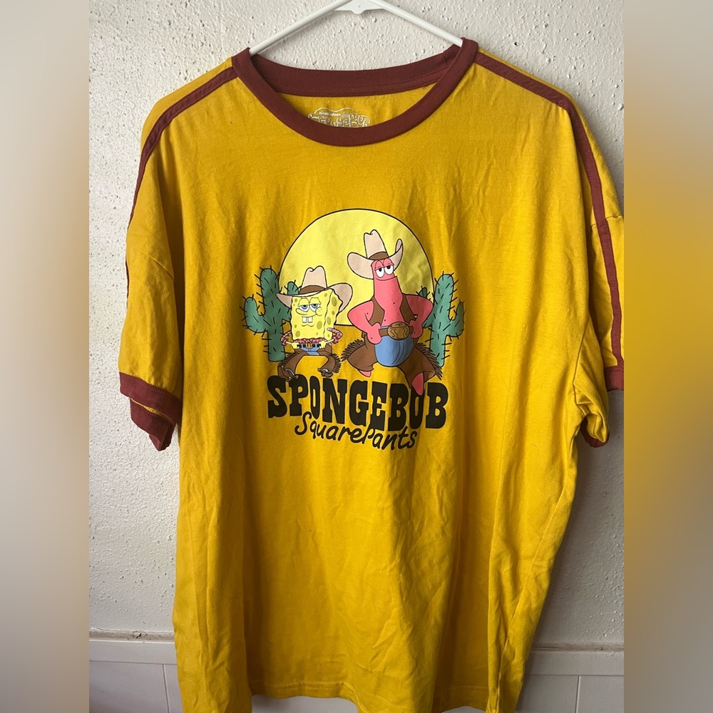 SpongeBob SquarePants Western Cowboy Graphic T-Shirt XL Hybrid Apparel Yellow